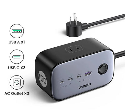 Photo démontrant la facilité de configuration et d'utilisation de la station de charge UGREEN 65W, parfaite pour les utilisateurs cherchant une solution plug-and-play.