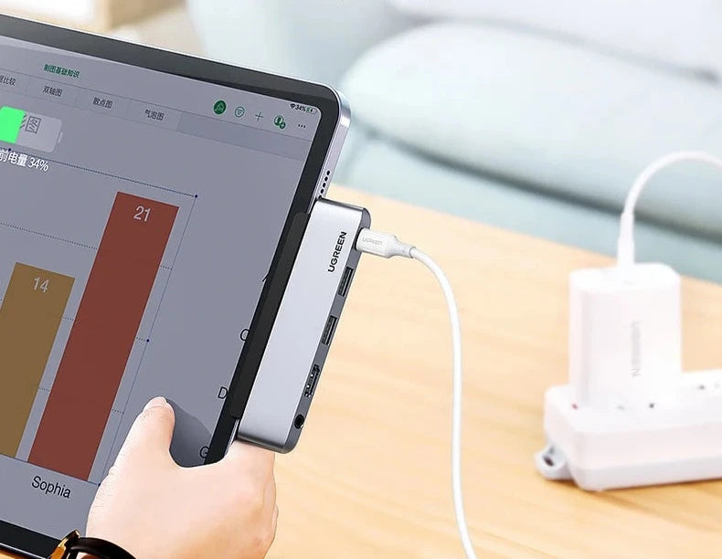 Design élégant et compact de l'UGREEN Aries hub USB-C pour iPad Pro et Air, en alliage d'aluminium