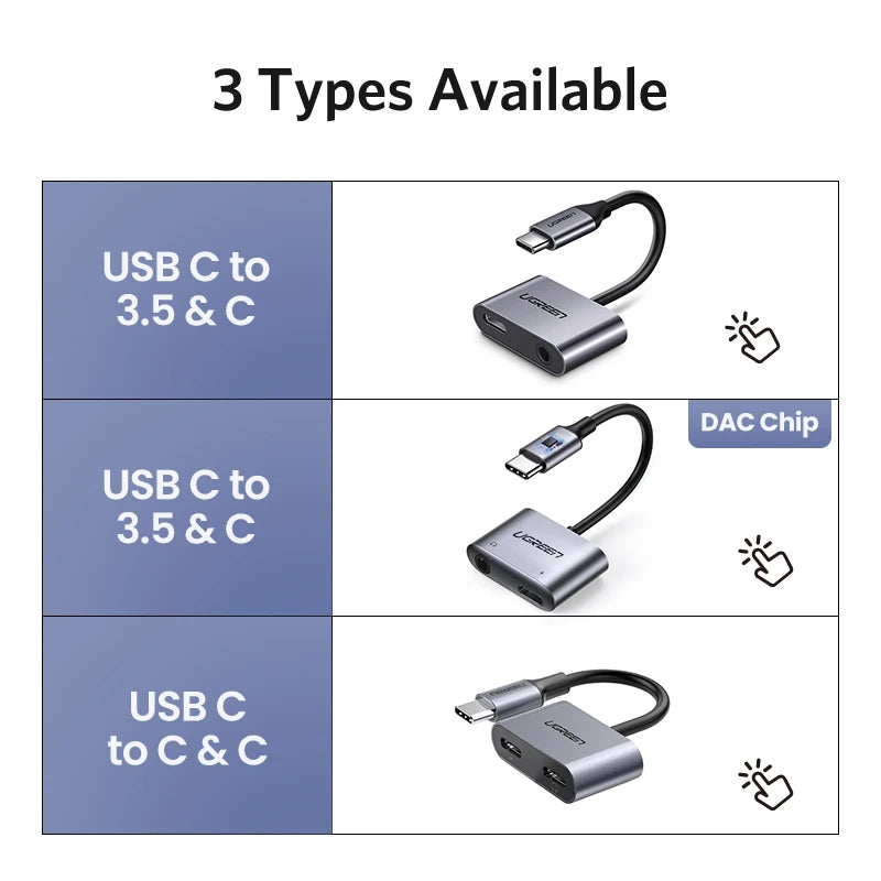 Adaptateur audio UGREEN plug-and-play USB C vers jack 3.5mm, prêt à l'emploi