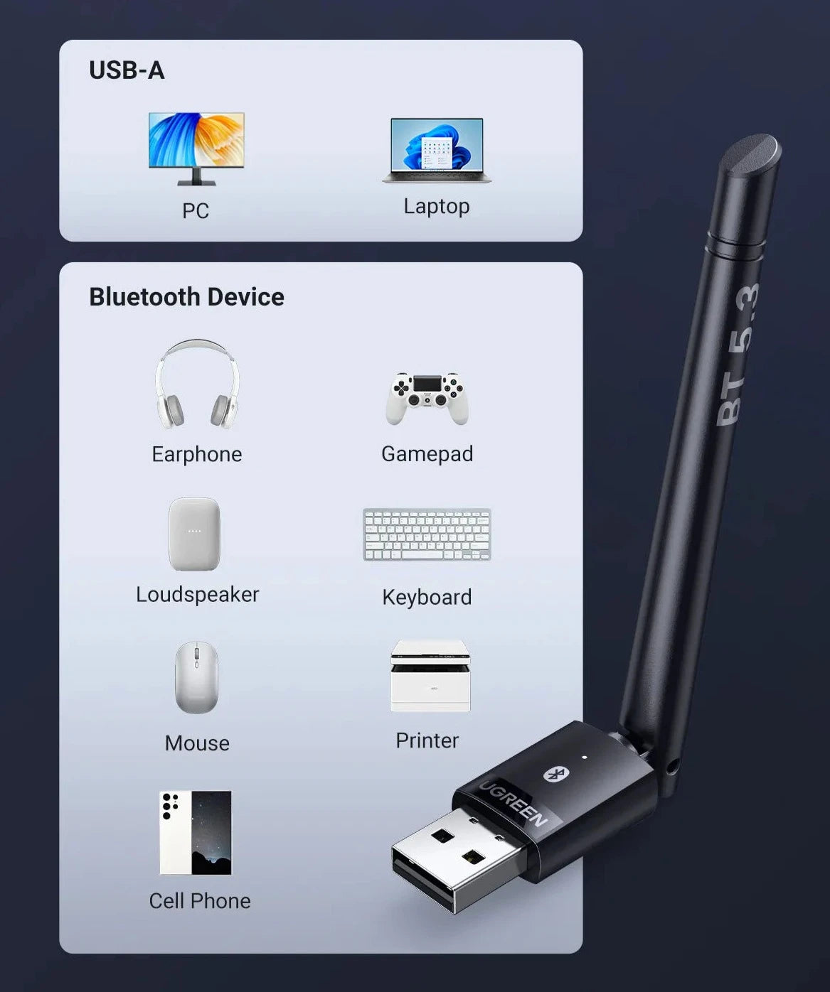 Adaptateur Bluetooth d'UGREEN utilisé dans une configuration de jeu pour une connectivité sans fil
